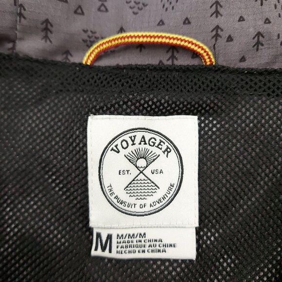 Voyager Hooded Windbreaker Jacket Mens Medium Gray Black Full Zip Waterproof - Picture 11 of 12